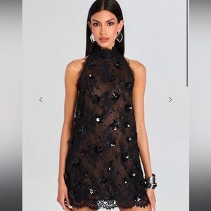 Retrofete BANKS EMBELLISHED LACE DRESS